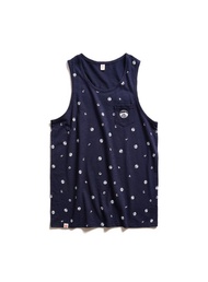 江戶勝 日系 男裝 富士山 滿版印花無袖背心(丈青色) #上衣