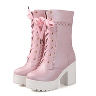 New Japanese sweet short boots lolita shoes lolita boots thick heel waterproof platform high heels Martin boots