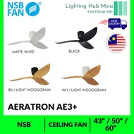 NSB CEILING FAN 43” / 50” / 60” 3 BLADE REMOTE DC AERATRON AE3+