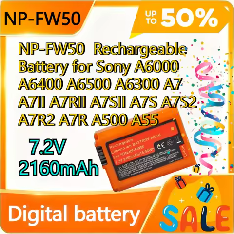 2160mAh NP-FW50 NPFW50 Rechargeable Battery for Sony A6000 A6400 A6500 A6300 A7 A7II A7RII A7SII A7S