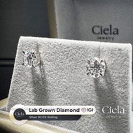 Real Diamond Earrings Lab Grown (CVD) Certificate IGI l Water 100 VVS2 92.5% Pure Silver Frame Ciela