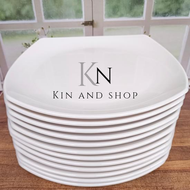 12 PCS PIRING MELAMIN JUMBO PUTIH 10 ICNH KOTAK DATAR