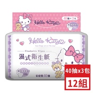 HELLO KITTY - 濕式衛生紙-40抽×3包-12組(箱購)促銷推廣價-200mm×150mm(CNS許可差±5%)