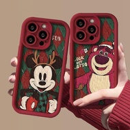 Cute Toy Story Lotso Bear Mickey Mouse Casing For OPPO R11 R11S RENO 2 3 4 5 6 Pro Plus Soft Diamond Lattice Couple Fashion Shockproof Bumber Phone Case