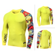 LAFROI Men's Long Sleeve SwimSuit Rush Guard Fit Compression Rash Guard Sportswear Gym Clothes Fitne