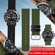 ♟✙❈ NATO nylon strap is suitable for Casio mountaineering watch strap PRW-6600 PRG-600 / 650 PROTREK series nylon strap 24mm