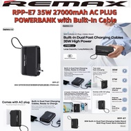 (NO COD) REMAX RPP-E7 35W 27000mAh PLUG AC POWERBANK dengan Kabel Terbina Dalam