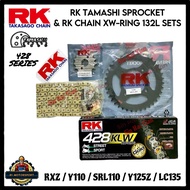 COMBO SETS RK TAMASHII 428 RXZ Y110 SRL110 Y125Z LC135 Carbon Steel Black Sprocket Sets Siap rantai 