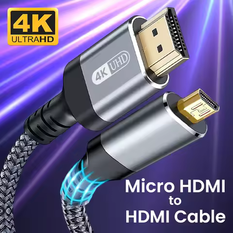 4K Micro HDMI to HDMI Cable High Speed 4K@60hz Full HDMI to Micro HDMI Adapter Compatible with GoPro