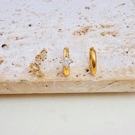 3 Pcs Hypoallergenic Hoop Stud Earrings Stacked Set For Women, Small Marquise Zircnoia Earring Stack