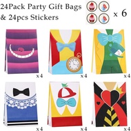 Alice in Wonderland Party Gift Bags, 24 Pack Alice in Wonderland Party Favor Bags with Stickers, Ali