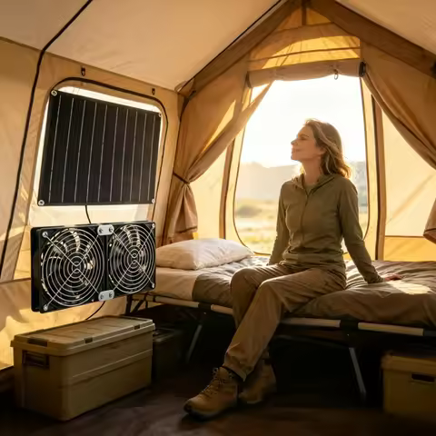 15W 20W Solar Dual Cooling Fan Powered By Solar Panel IPX7 Waterproof Low Noise 3200RPM 200CFM Vent 