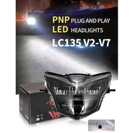 (STOK SEDIA ADA) LC135 V2 TO V7 4S 5S LC SUPER BRIGHT LED CLEAR HEADLAMP LAMPU DEPAN FREE H4 SOCKET 