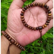 8mm 33-bead flat agarwood bracelet, agarwood prayer beads bracelet, premium black agarwood galih bra