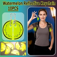 10PCS Watermelon Reflective Keychain, Fashionable Backpack and Bag Accessories, Reflective Keychain 