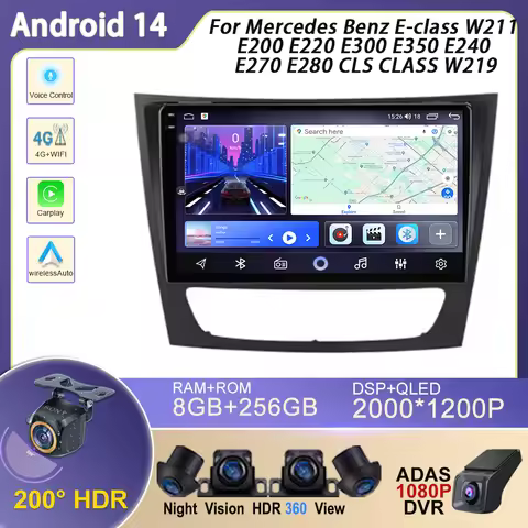 Android 14 Car Radio For Mercedes Benz E-class E Class W211 E200 CLS 2002-2010 Carplay Multimedia Pl