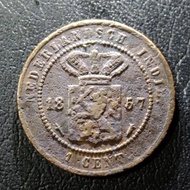 Koin kuno 1 cent Nederland indie tahun 1857 Tp-262