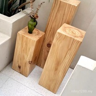 Log Color Wood Pier Root Carving Stool Retro Style Square B & B Hotel Entrance Decoration Flower Sta