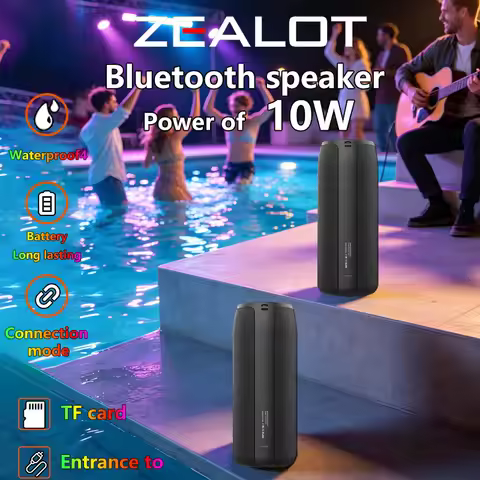 ZEALOT S51 10W Wireless Speakers, 1800mAh Battery, 10 Hours Playtime Loud Stereo, Booming Bass.