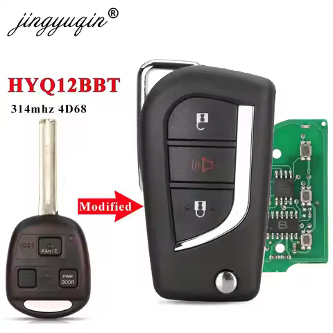 jingyuqin HYQ12BBT Upgrade Remote Flip Key 3 Buttons 4D68 Chip 314.4MHz for Lexus RX330 RX400 RX350 