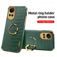 For Oppo Reno10 2023 Mobile phone cover For  Oppo Reno10 Reno10 Pro Plus2023 electroplated leather crocodile pattern magnet bracket