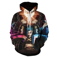 Lol Arcane Hoodies Men Jinx 3D Printing Long Sleeve Jacket Vi Caitlyn Cosplay Costume Hooded Sweatsh