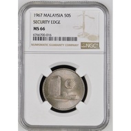 1967 Parlimen 50sen SE (KeyYear 稀少关键年份) NGC MS66 RARE High Grade