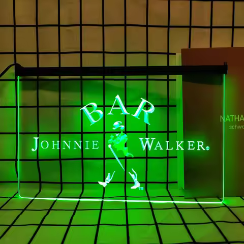 BAR Walker Whiskey-Retro LED Neon Sign Home Decor with Vintage Plaques and Posters for Room Office F