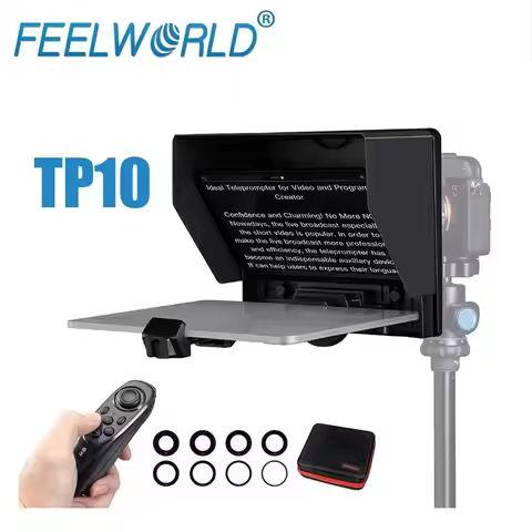 FEELWORLD TP10 Teleprompter for iPad Tablet DSLR Camera Smartphone Shooting Compatible with iOS/And 