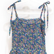 木刻印純棉洋裝 印度棉有機棉背心洋裝 手工蓋印吊帶洋裝-花朵風