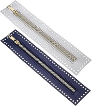 M METERXITY 2Pcs PU Leather Zipper, 10.6In Coil Frame Metal Close End Crochet Zippers with Holes for