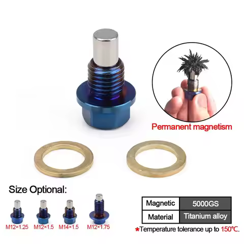 Reusable Permanent Magnetism 5000 Gs Titanium Alloy Magnetic Oil Drain Plug Oil Sump Nut M12x1.25 M1