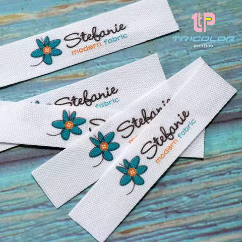 Custom White 100% Cotton Label Custom Brand Label Custom Clothing Label Cotton Ribbon Label, Custom 
