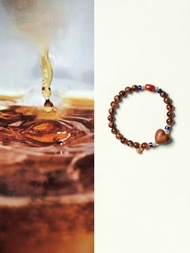 原創手工奶糖咖啡根珀手串愛心老山檀青金石s925銀手鏈生日禮物