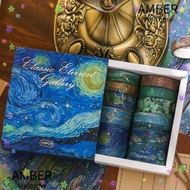 AMBER 10pcs Washi Tape, Vintage Watercolor Decorative Tape,  Scrapbooking Masking Gold Leaf Adhesiva