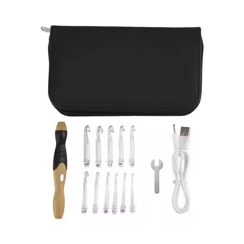 11 In 1 LED Crochet Hook Set, 9 In 1 USB Rehargeable Light Up Crochet Hooks Hand Weave Sewing Tools,