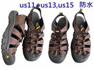 us11 us12 us13 us15cm  33cm咖啡色 防水 牛皮 戶外護趾涼鞋 keen 大尺碼 涼鞋