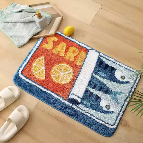 VIKAMA Cartoon Sardine Floor Mat, Soft and Non-slip, Kitchen and Bathroom Mat, Sofa and Bedroom Carp