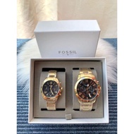 ORIGINAL COUPLE FOSSIL WATCH GOLD/BLACK DIAL