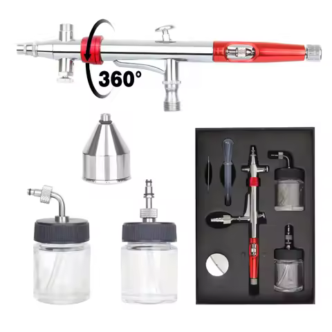Dual Action Airbrush Pen with Rotatable Air Brush Head Gravity and Both Side Available Match Most Ty