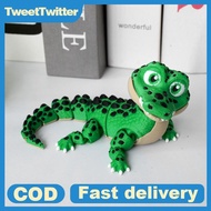 TweetTwitter Realistic Small Crocodile Statue 3D Printing Joints Movable Crocodile Zoo Small Animal 
