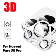 Metal Ring Armor Camera Protector Tempered Glass For Huawei Pura 90 Pro Phone Back 3D Lens Protector