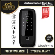 Igloohome Rim Lock Metal Gate with Fingerprint | Igloohome Digital Lock | Best Fit for any type of Gate | Igloohome Digital Gate Lock | 6 Way Authentication