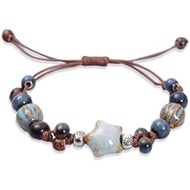 Fairy Grunge Bracelet for Women Grunge Accessories Star Beaded Ceramic Adjustable Spiral Black Rope 