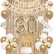 Trgowaul 30th Birthday Decorations for Women, Banner, Sash and Crown, Cake Topper, 30 Number Balloon