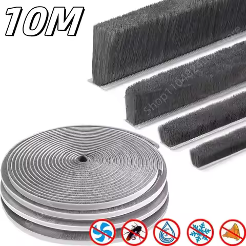 10 Meters Brush Strip Self-adhesive Wind-proof Sealing Strip Home Door Window Sound Insulation Dust 