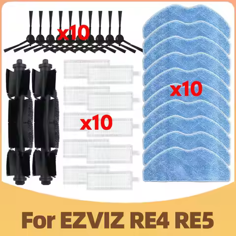 Compatible For EZVIZ RE4/ RE4 Plus / RE5 Robot Vacuum Cleaner Parts, Main Side Brush Mop Filter Repl