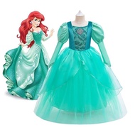 Disney Ariel Princess Dress Autumn Winter Girls Halloween Mermaid Ariel cosplay Long Sleeve Princess