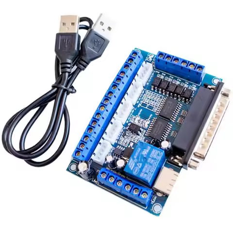 ABUL-MACH3 Interface Board CNC 5 Axis With Optocoupler Adapter Stepper Motor Driver + USB Cable
