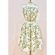 [2-Hand] Set Of Blue Yellow Flower Dress With Designer Pants
